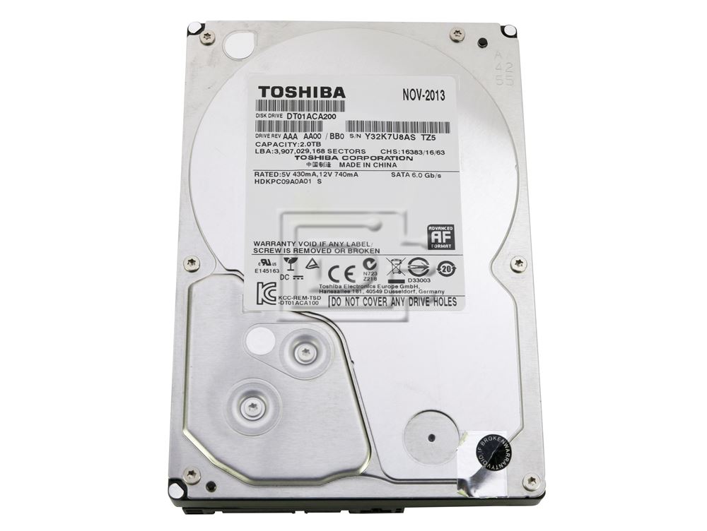 Toshiba DT01 Series DT01ACA200 2TB 6Gbps 7.2K LFF SATA HDD Drive