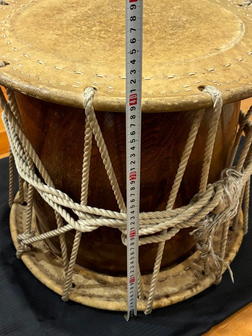 価格80程○浅野太鼓 くり抜き胴 和太鼓1尺6寸 打面