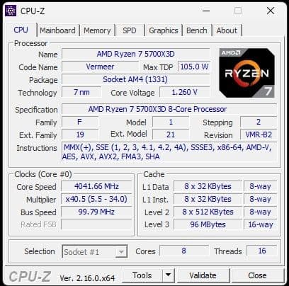CPU AMD Ryzen5 5700x3d B550I AORUS PRO AX