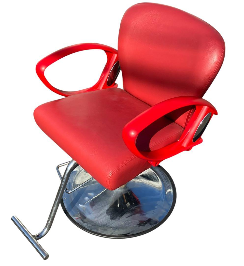 美容室用 セット椅子 スタイリングチェア 油圧昇降式 店舗什器 赤色 レッド 7BEAUTY（7ビューティー） スタイリングチェア PREMIUM ベニス 全5色